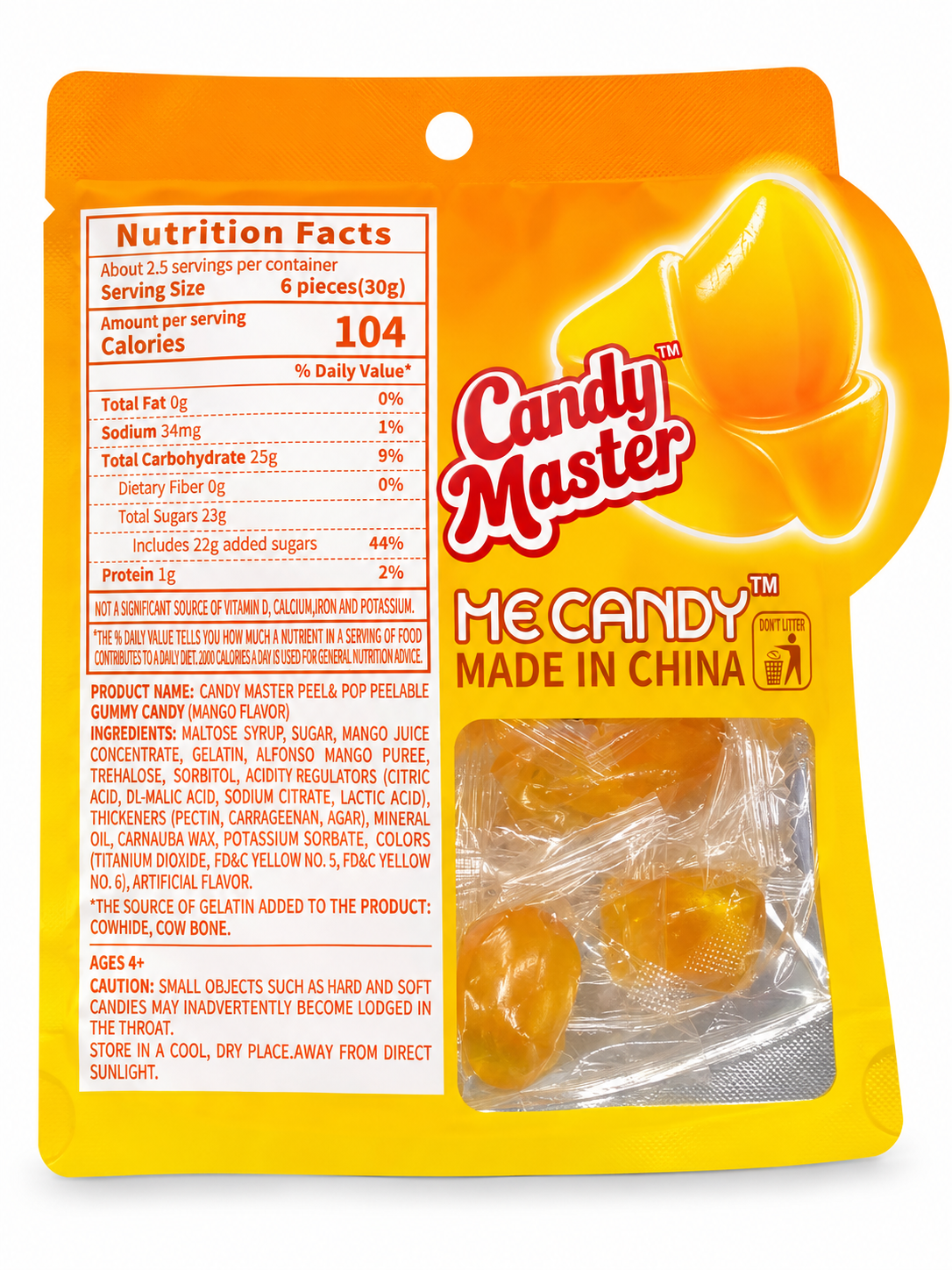 Mango Candy Master Peel & Pop Peelable Gummy Candy