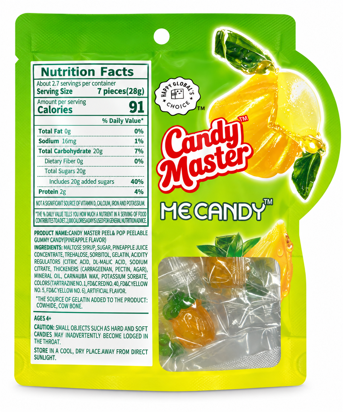 Pineapple Candy Master Peel & Pop Peelable Gummy Candy
