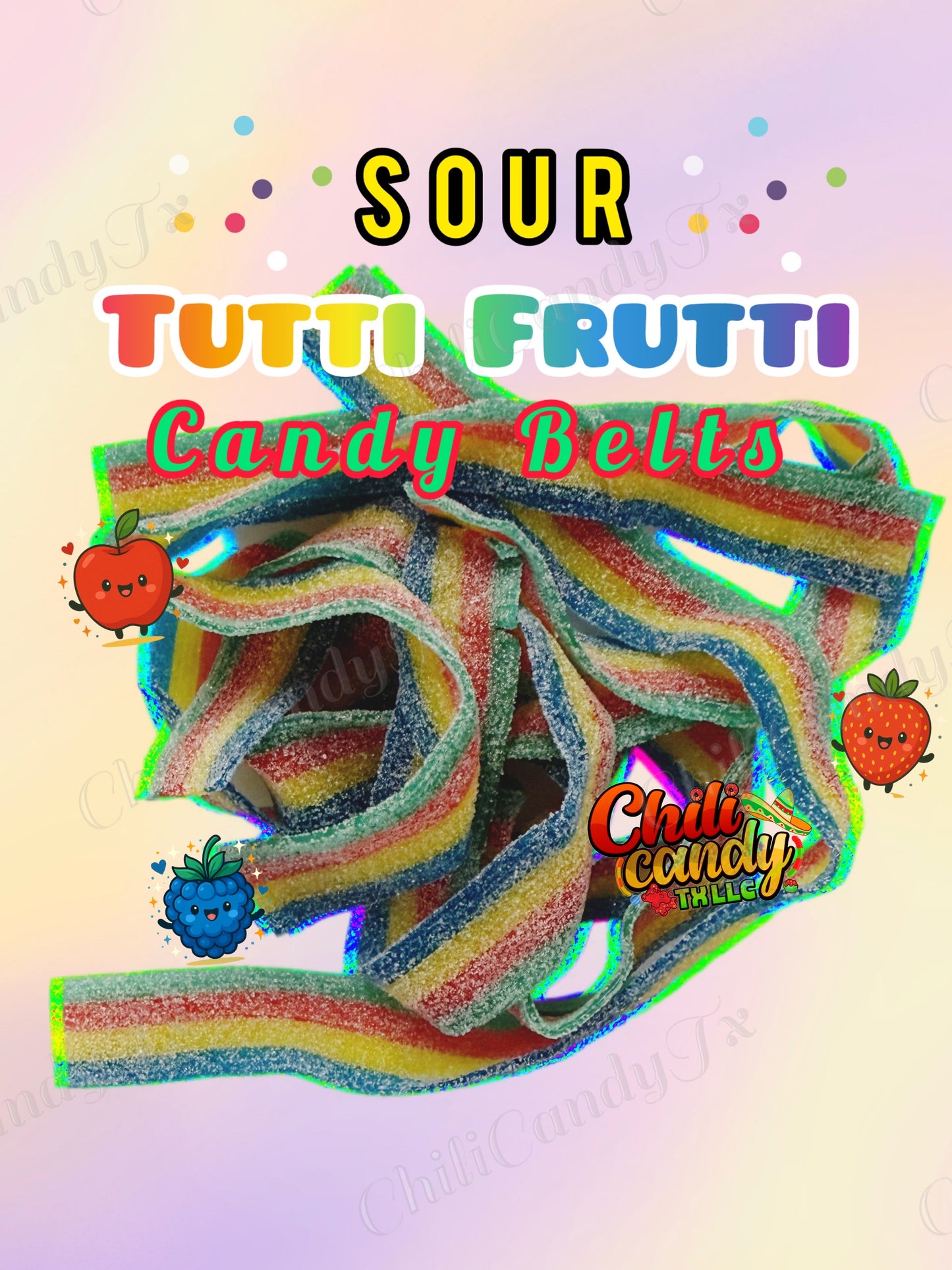 Sour Tutti Frutti Colorful Belts Different Flavors- Snack for a Sweet & Salty Experience Candies Yummy