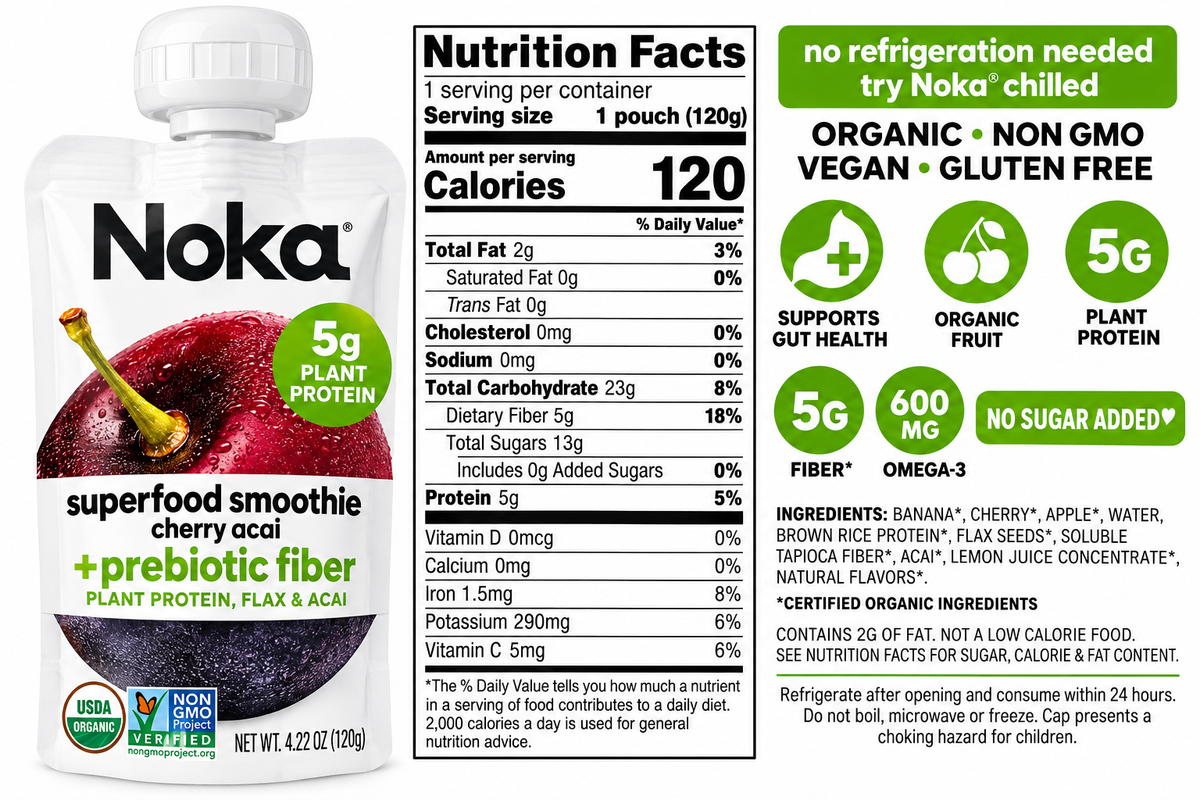 NOKA Organic Superfood Smoothie Cherry Açaí – 4.22 oz