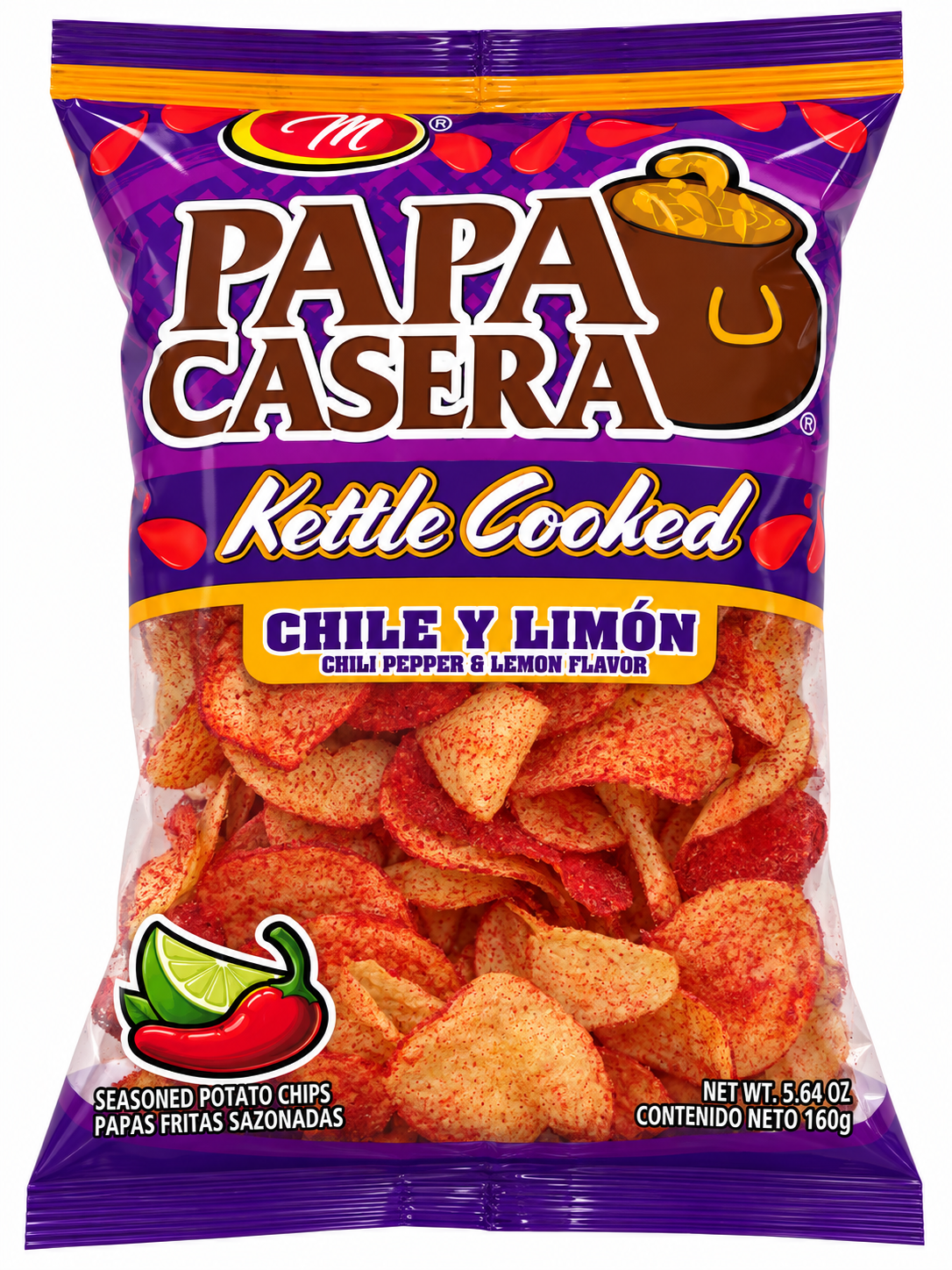 Papa Casera Kettle Cooked Chile y Limón Potato Chips – 5.64 oz