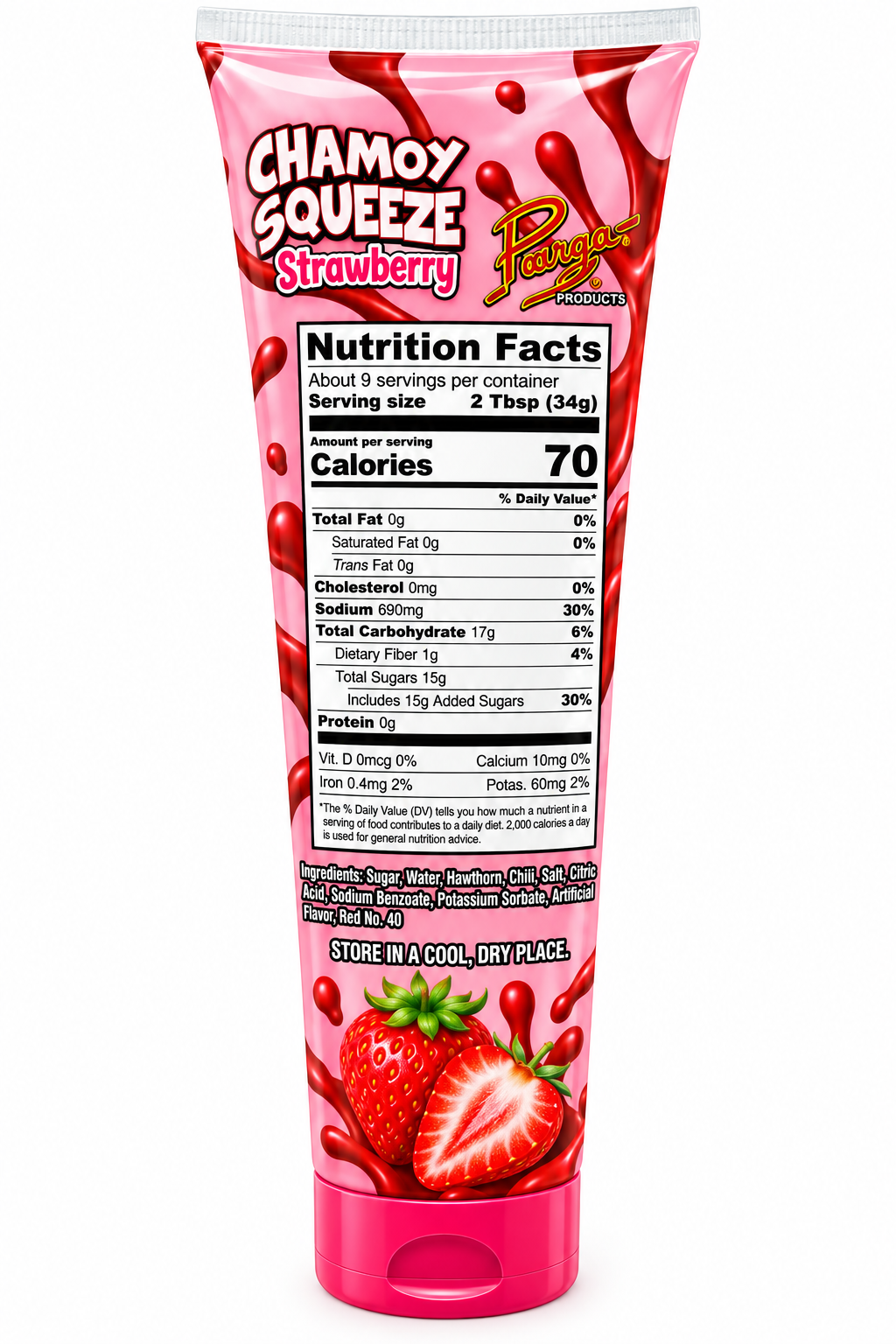 Pargas Chamoy Squeeze Strawberry – 9.87 oz