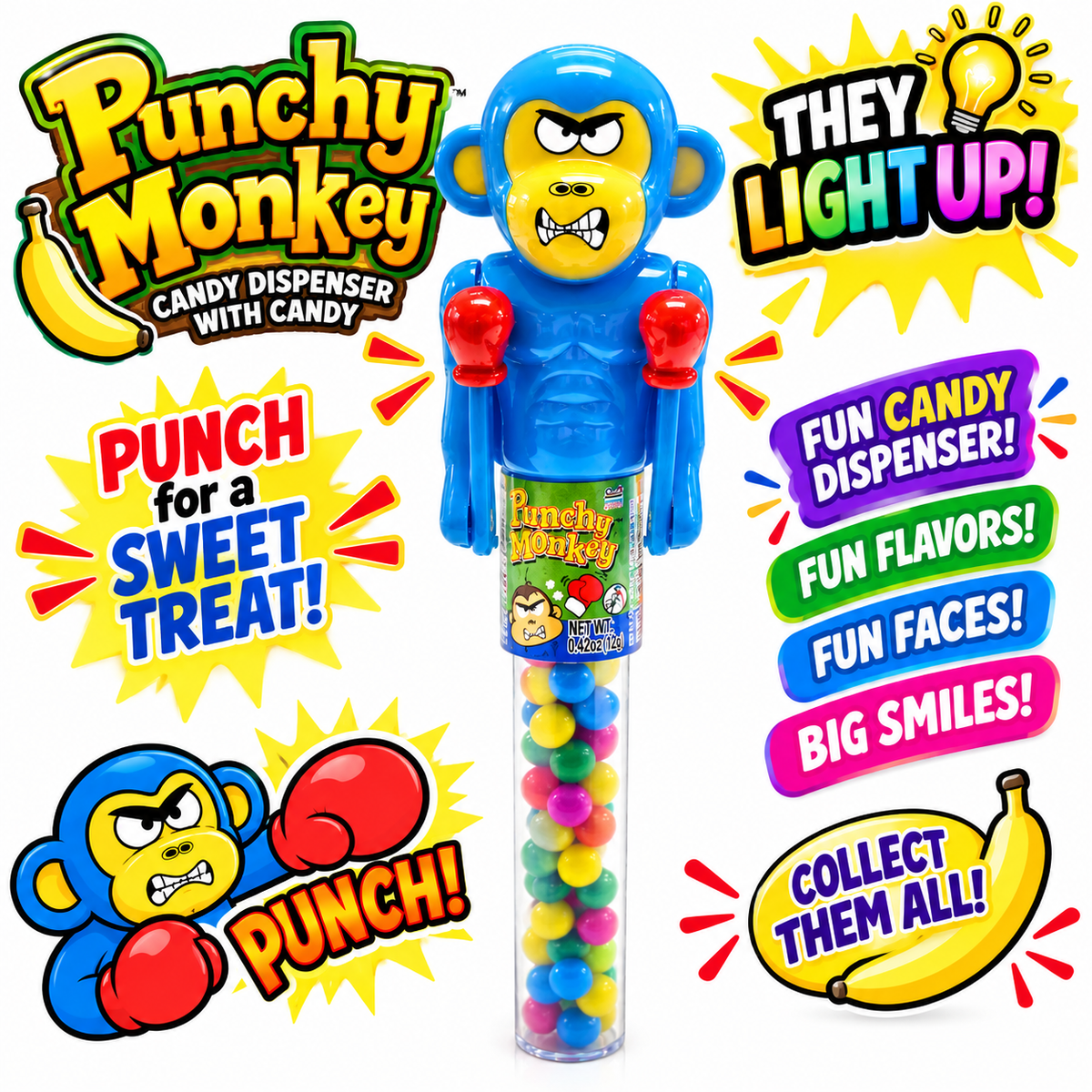 Kidsmania Punchy Monkey Candy Toy - 0.42oz