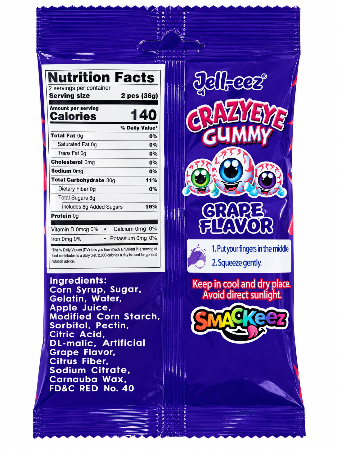 Smackeez Jell-eez Crazy Eye Gummy Candy