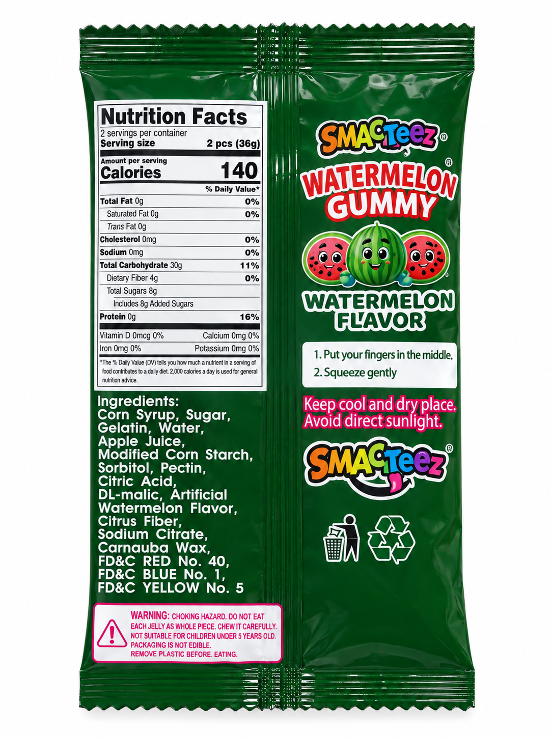 Smackeez Jell-eez Watermelon Gummy Candy