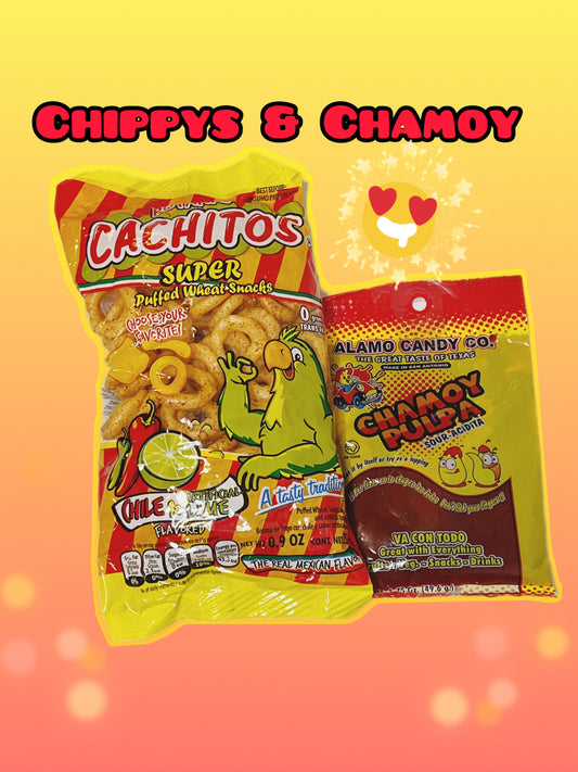 Chachitos Chile Flavored Super Puffed Wheat Snacks and Chamoy Pulpa Sauce