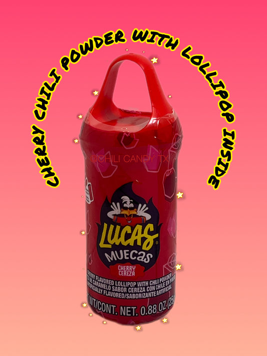 Trendy Lucas Muecas Cherry Chili Powder with Lollipop Inside Dipping Candy - Delicious Snack