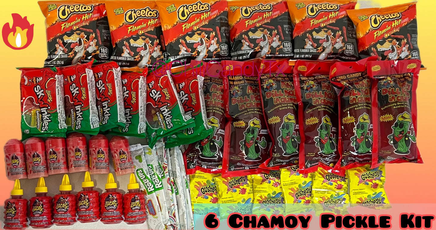 6 Chamoy Pickle Kit with Hot Cheetos & Snacks