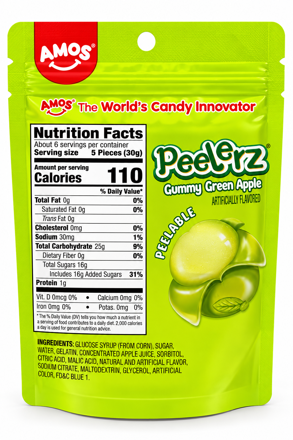 AMOS Peelerz Gummy Green Apple – 6 oz