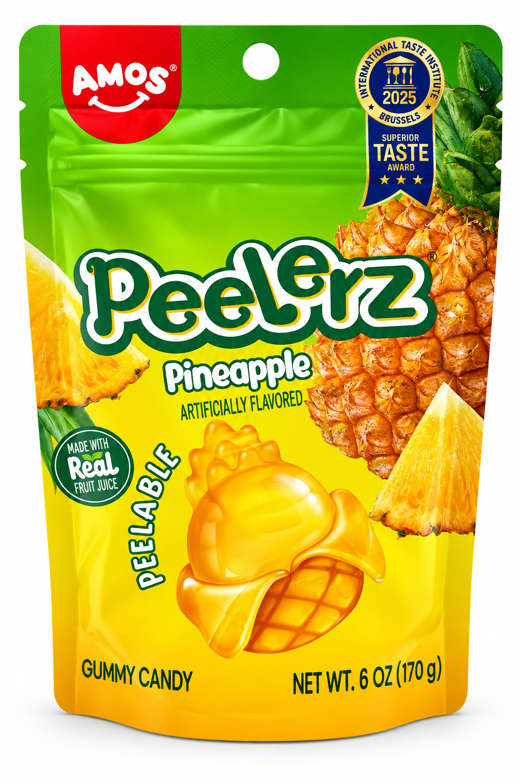 AMOS Peelerz Gummy Pineapple Candy – 6 oz