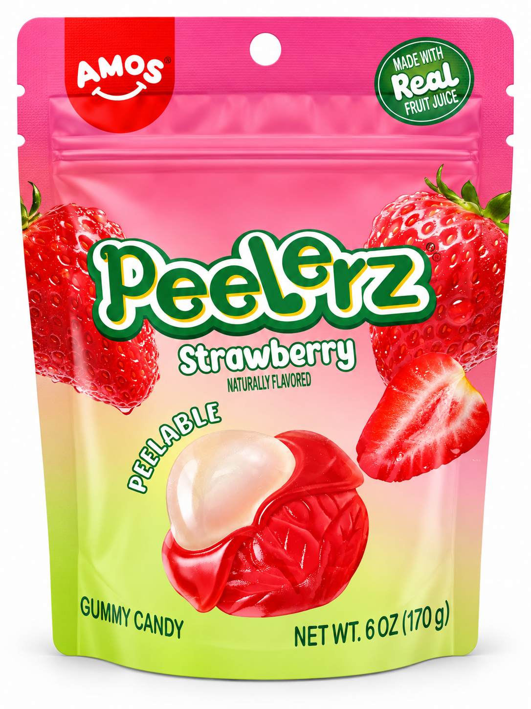 AMOS Peelerz Gummy Strawberry Candy – 6 oz