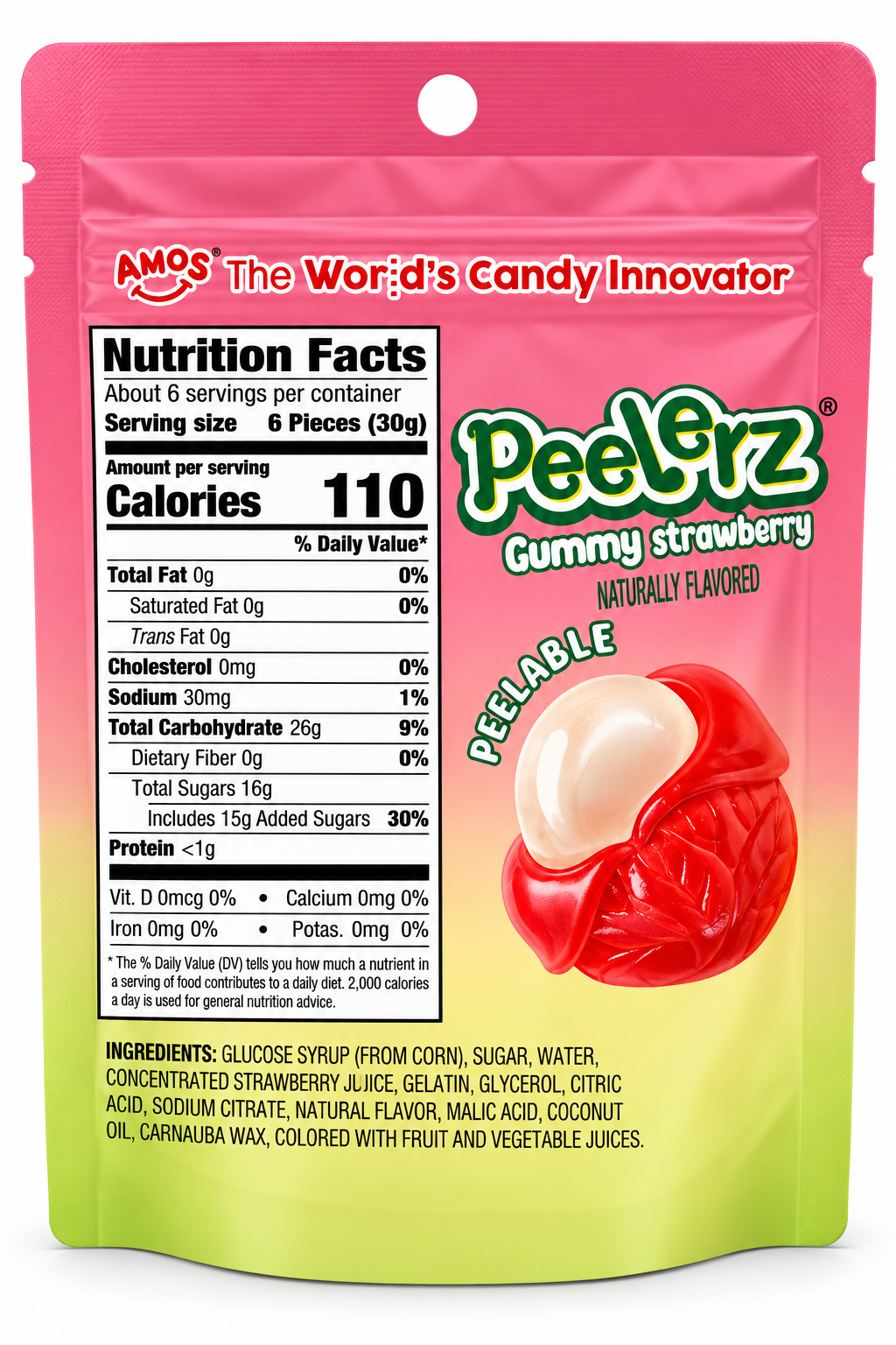 AMOS Peelerz Gummy Strawberry Candy – 6 oz