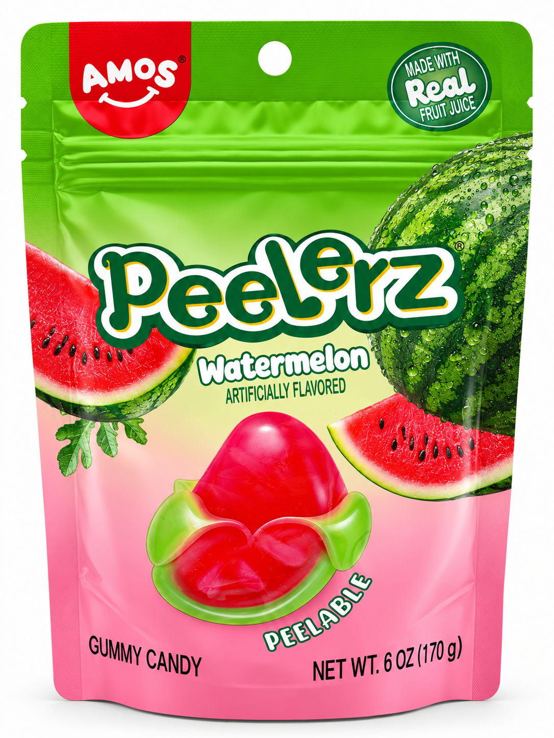 AMOS Peelerz Gummy Watermelon Candy – 6 oz