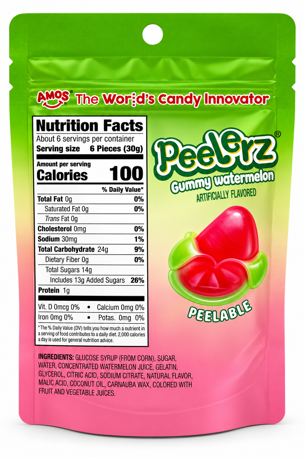 AMOS Peelerz Gummy Watermelon Candy – 6 oz