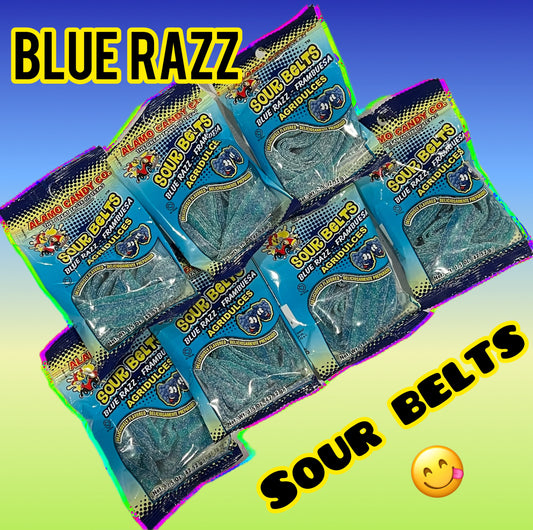 BLUE RAZZ SOUR BELTS Snack Alamo Candy~ Sweet Chewy Candies