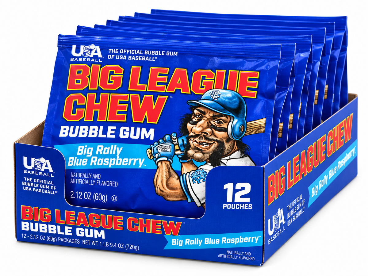 Big League Chew Big Rally Blue Raspberry Bubble Gum – 2.12 oz
