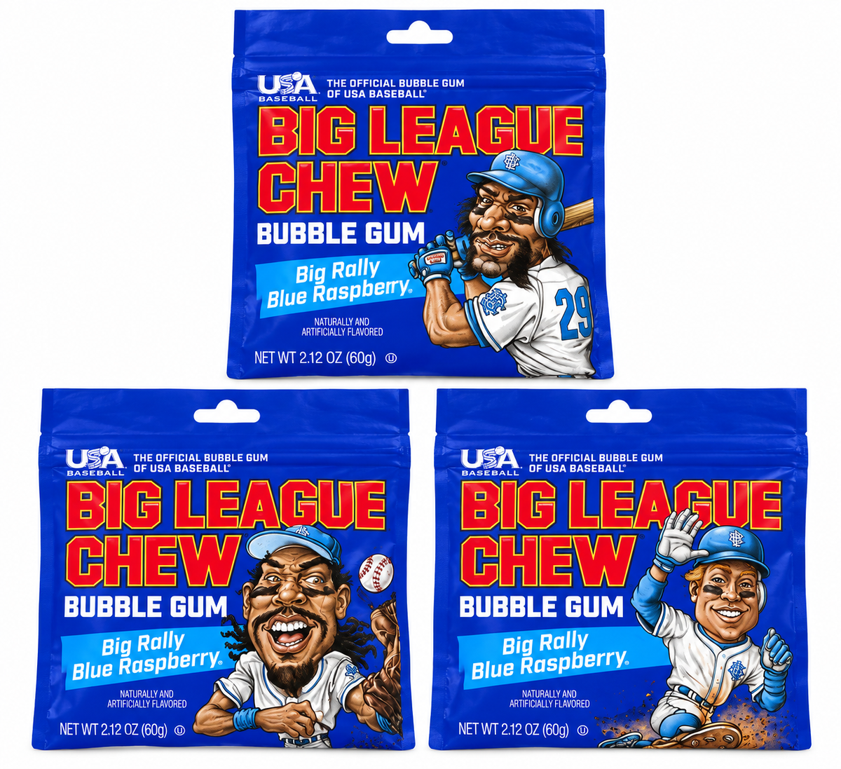 Big League Chew Big Rally Blue Raspberry Bubble Gum – 2.12 oz