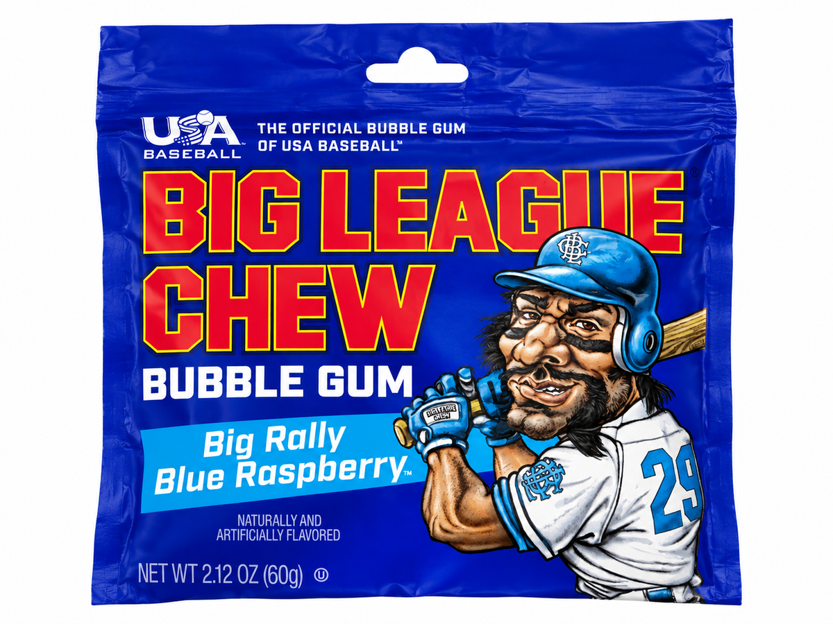 Big League Chew Big Rally Blue Raspberry Bubble Gum – 2.12 oz