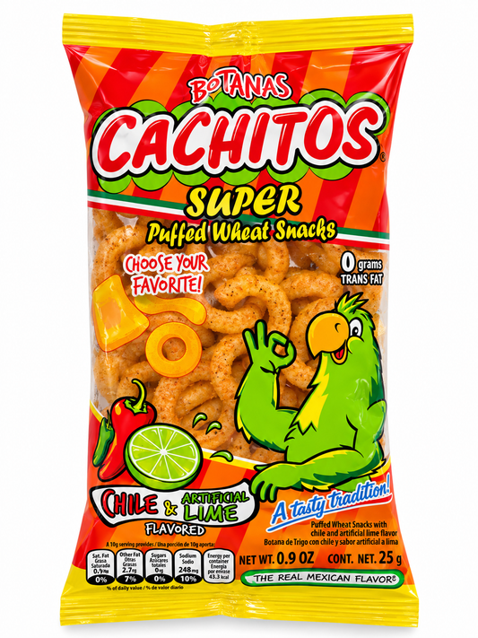 Botanas Cachitos Super Chile & Lime Puffed Wheat Snacks