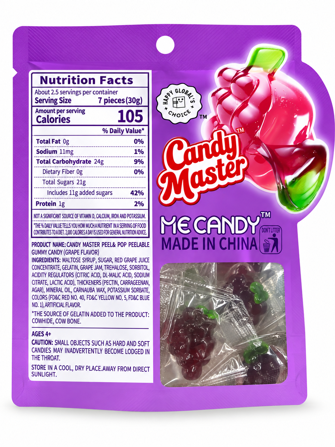 Grape Candy Master Peel & Pop Peelable Gummy Candy