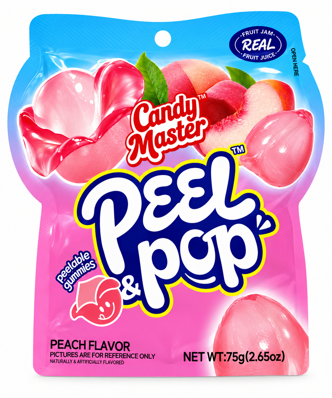 Peach Candy Master Peel & Pop Peelable Gummy Candy