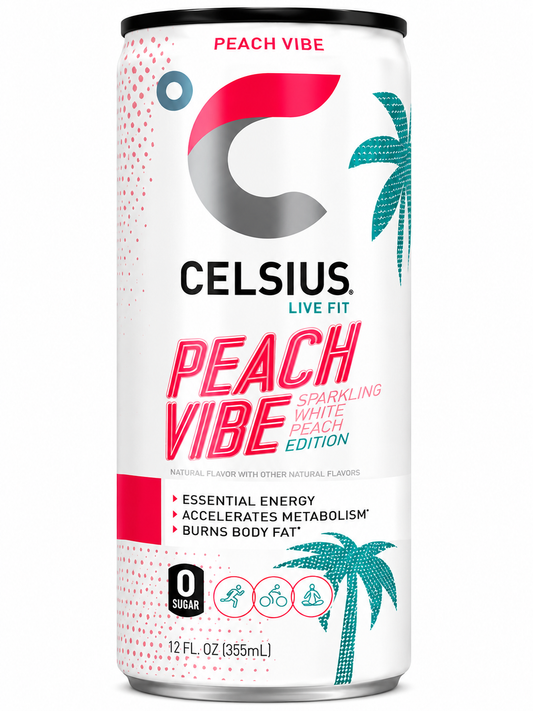 Celsius Peach Vibe Sparkling White Peach Edition 12oz