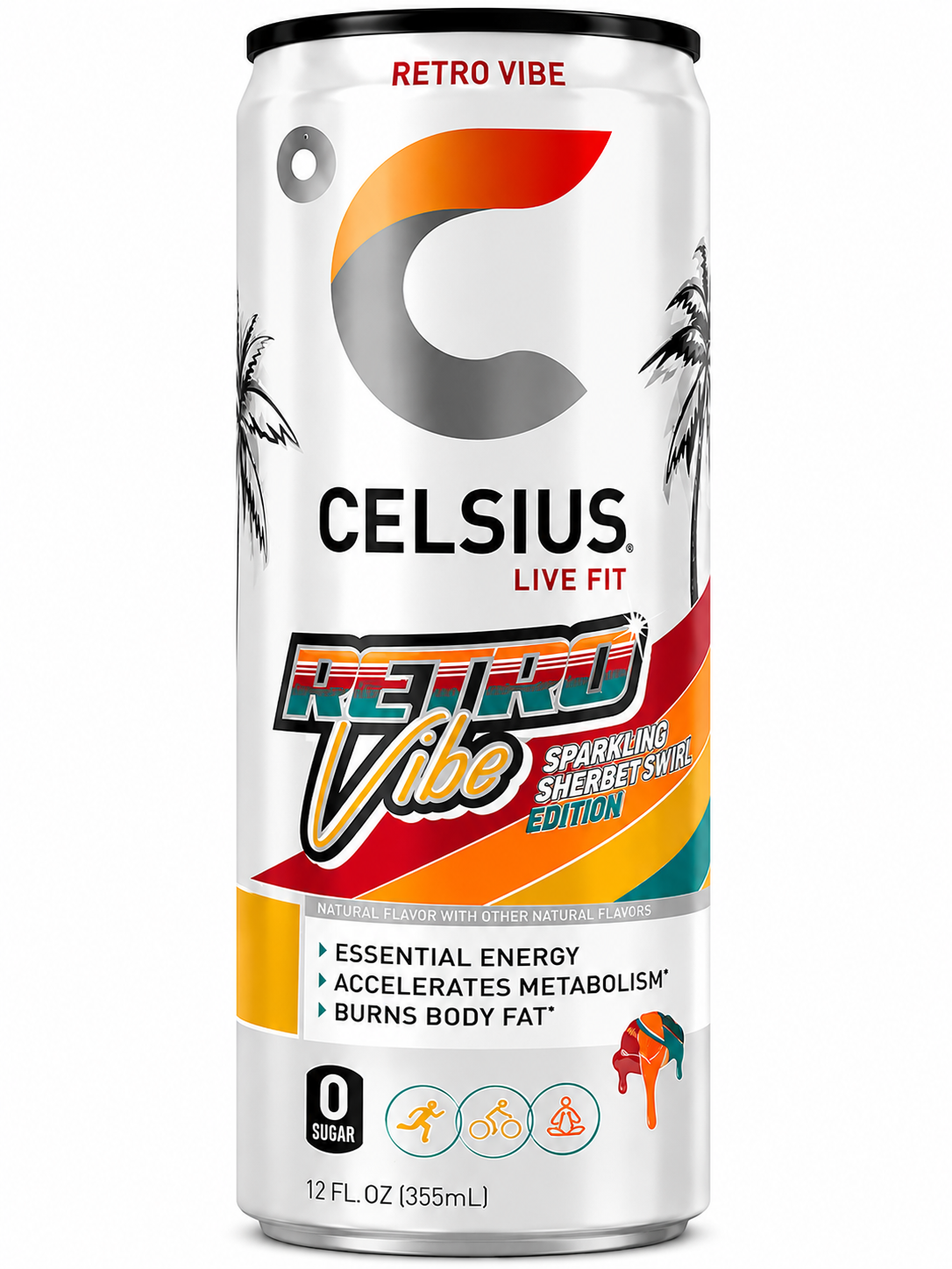 Celsius Retro Vibe Sparkling Sherbet Slush 12oz
