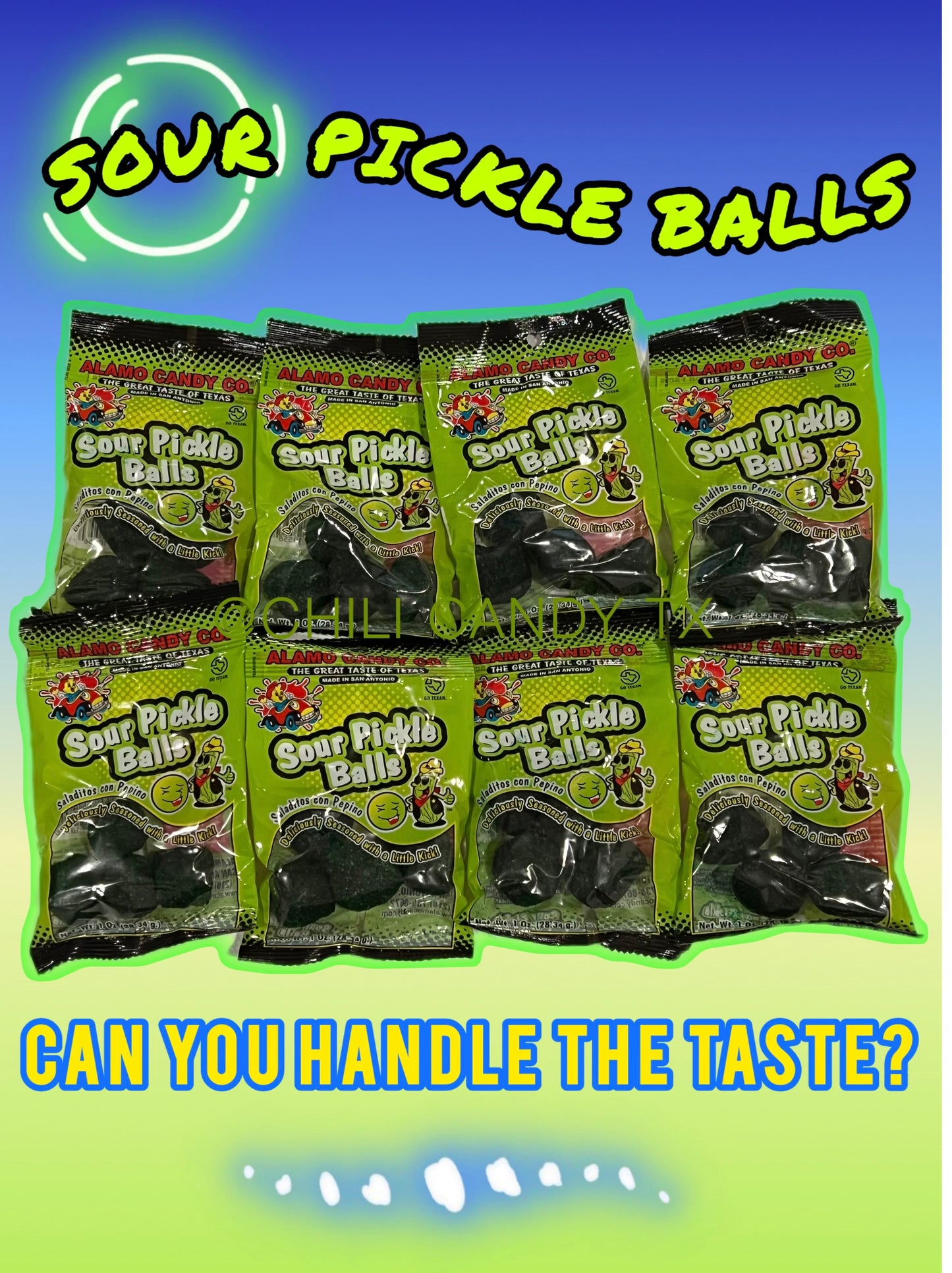 4 pack of SOUR PICKLE BALLS Candy Snack Chewy Candies