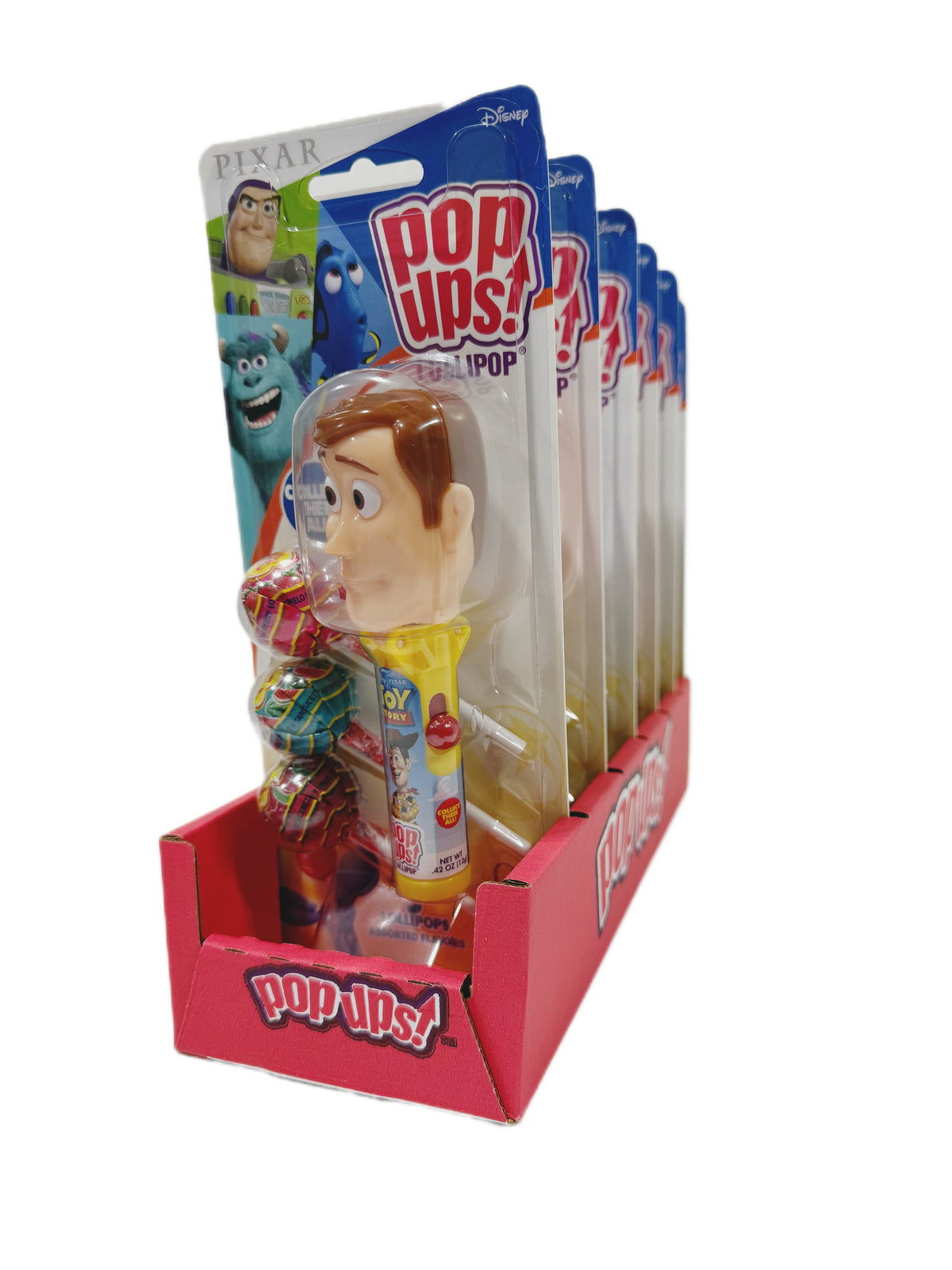 Disney Pixar Pop-Ups! Lollipop Holder + 3 Chupa Chups – Assorted Characters