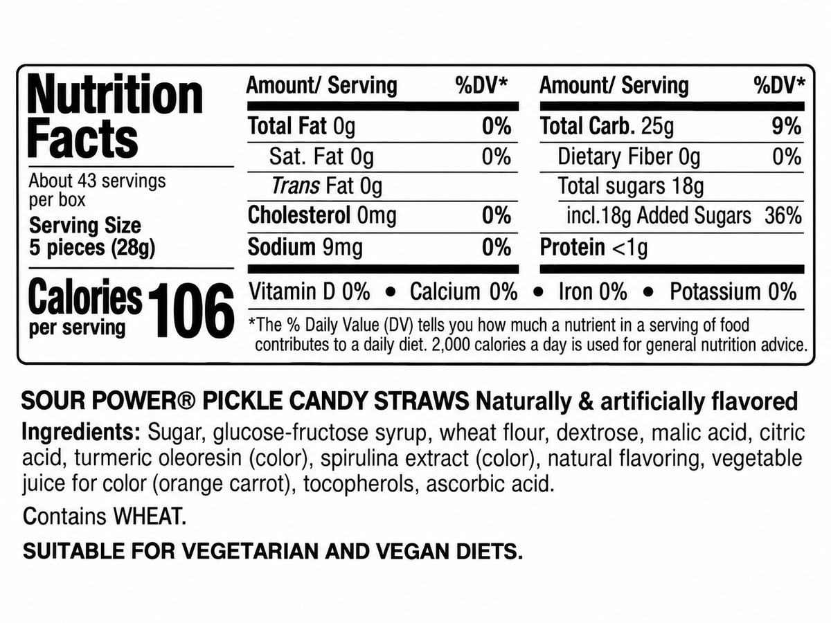 Sour Power Pickle Sour Candy Straws – 1.75 oz
