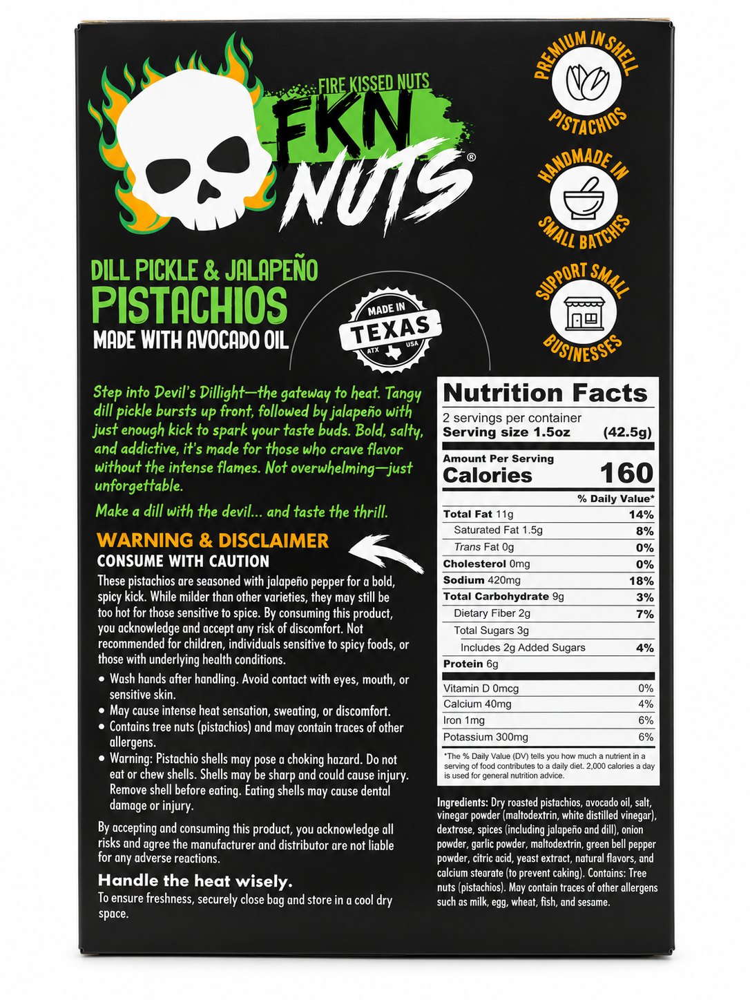 FKN Nuts Devil’s Dillight Dill Pickle & Jalapeño Pistachios