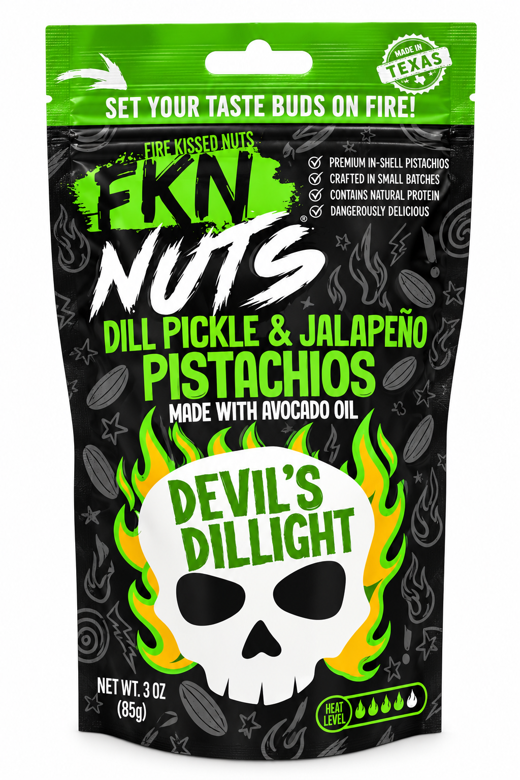 FKN Nuts Devil’s Dillight Dill Pickle & Jalapeño Pistachios