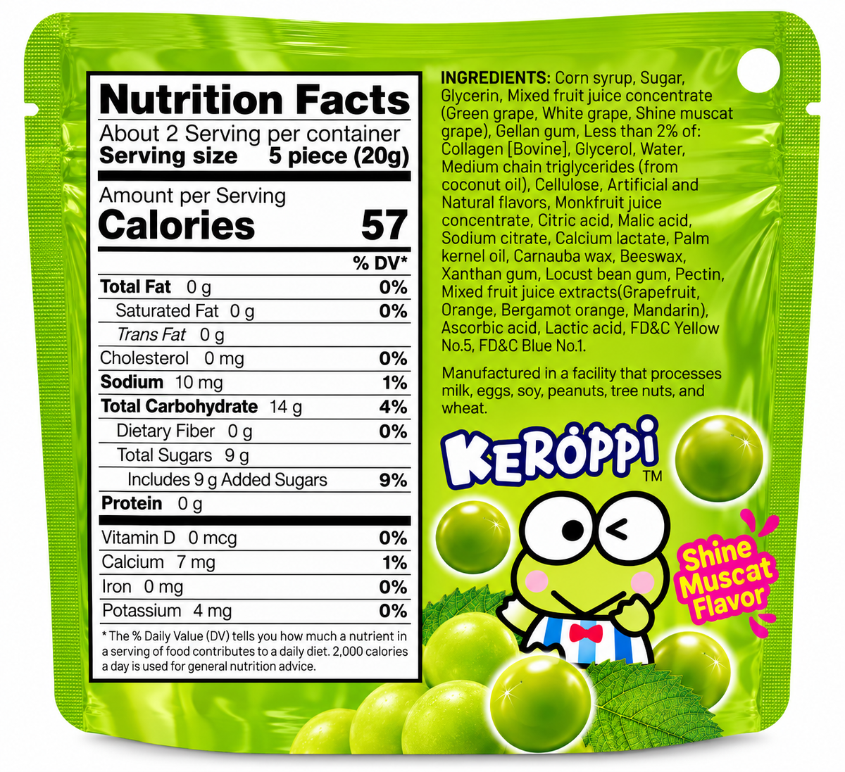 Keroppi Gelly Jelly Shine Muscat Gummies – 1.41 oz