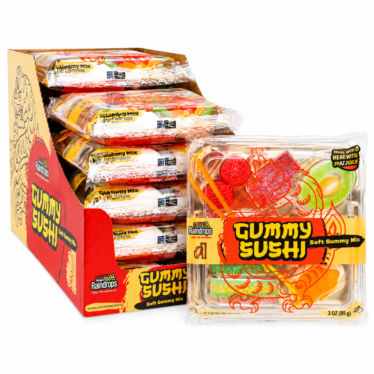Raindrops Mini Gummy Candy Sushi – 3 oz