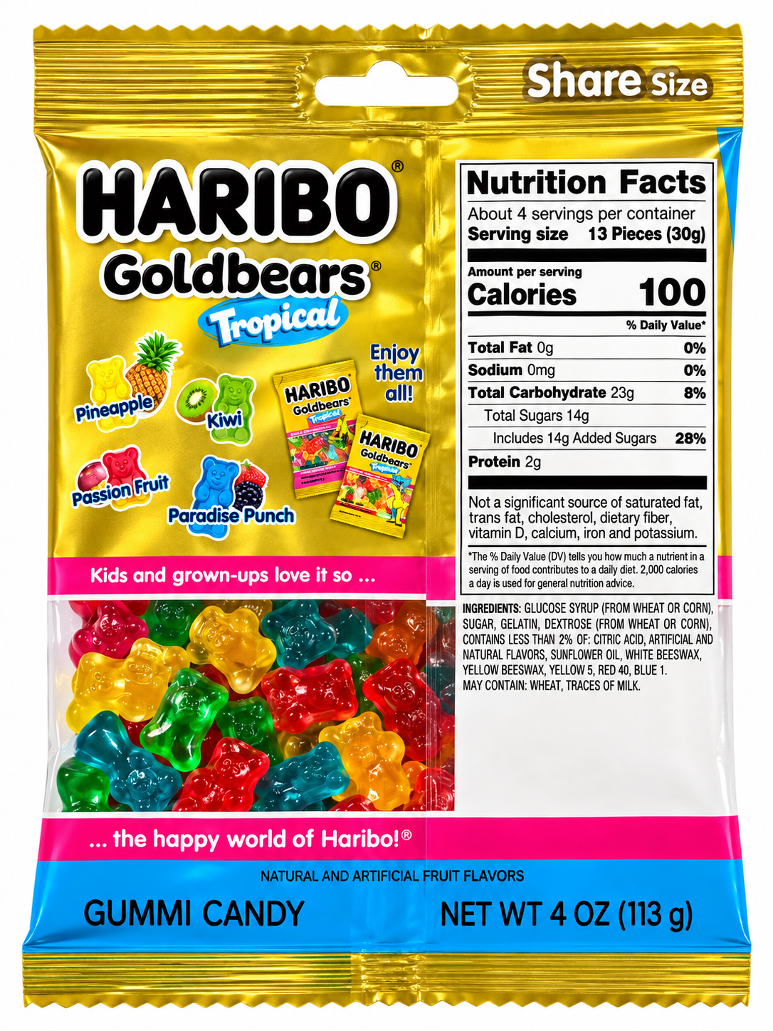 Haribo Goldbears Tropical Gummy Candy – 4 oz