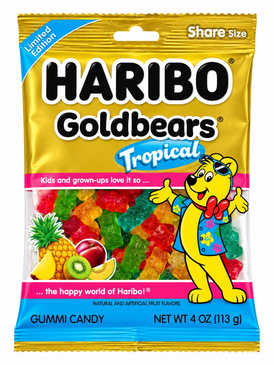 Haribo Goldbears Tropical Gummy Candy – 4 oz