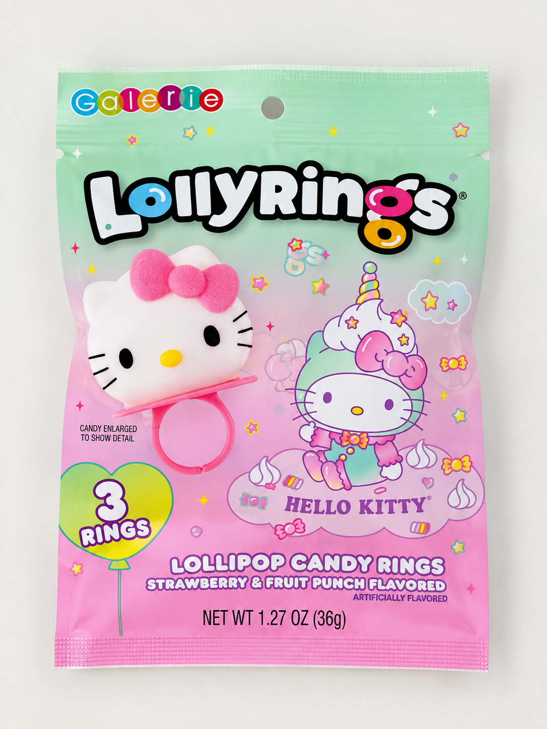 Hello Kitty LollyRings Lollipop Candy Rings 3-Pack – 1.27 oz