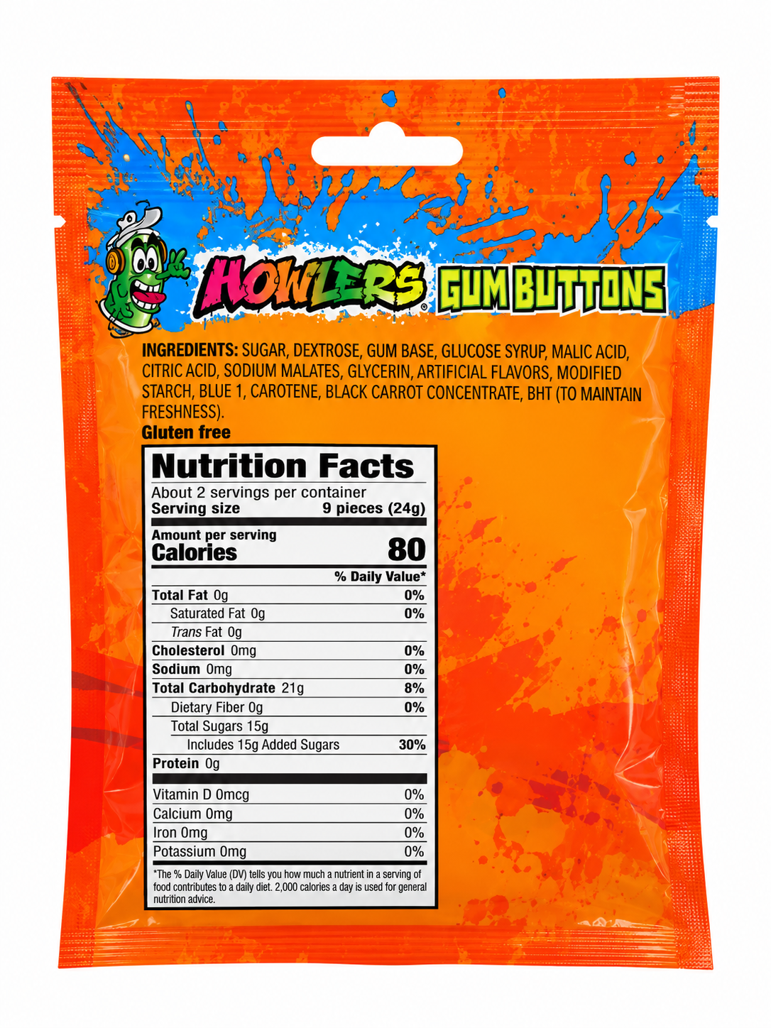 Howlers Sour Gum Buttons – Assorted Fruit 1.66 oz