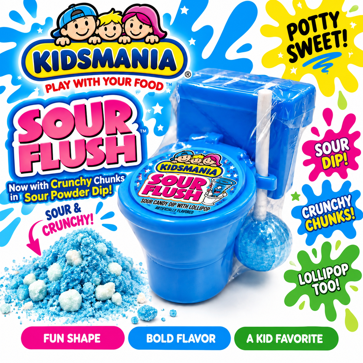 Kidsmania Sour Flush Candy with Lollipop