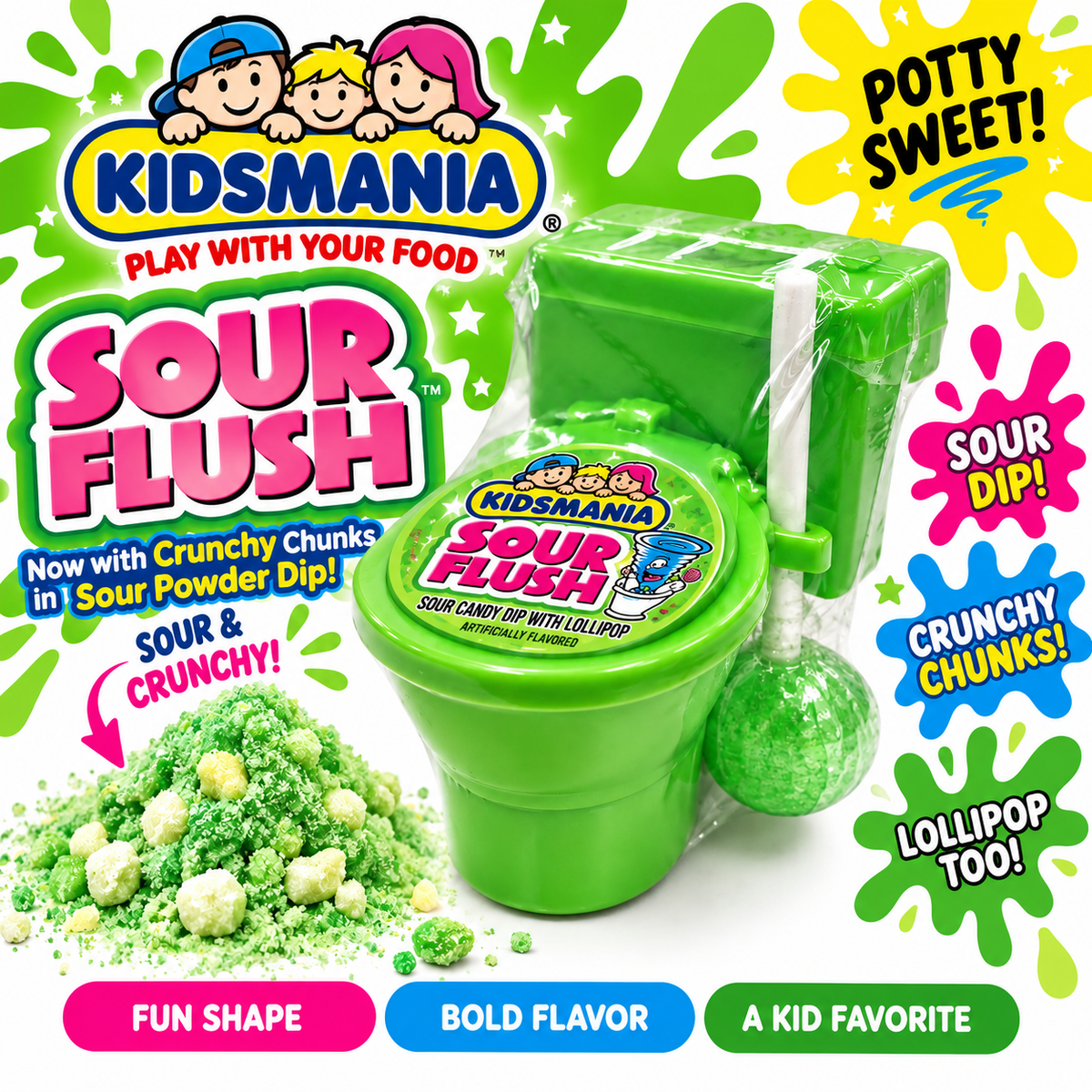 Kidsmania Sour Flush Candy with Lollipop