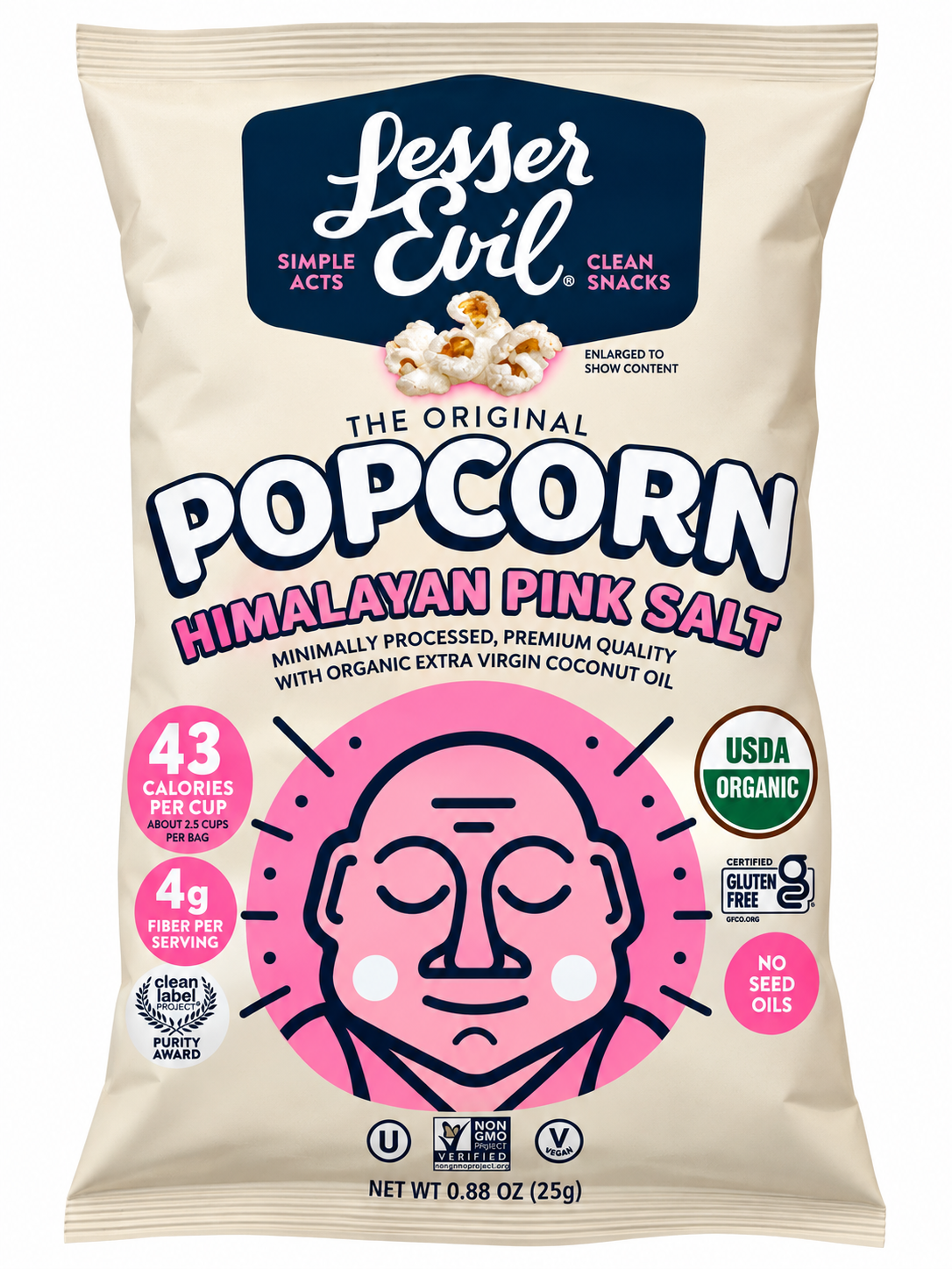LesserEvil Organic Popcorn Himalayan Pink Salt – 0.88 oz