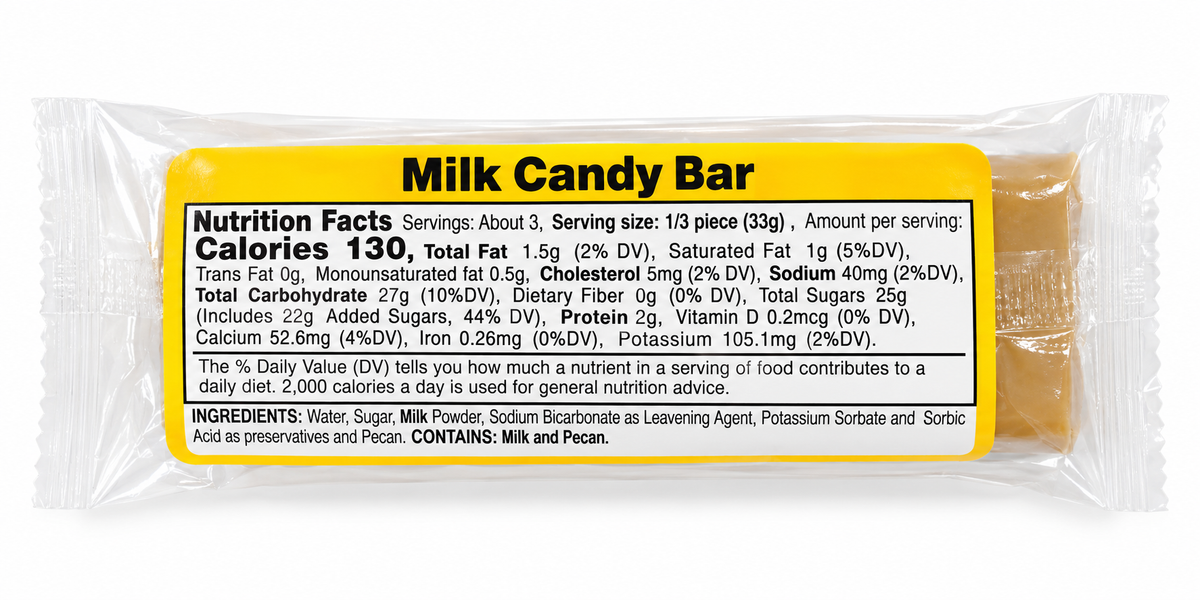 Milk Candy Bar with Pecans – 3.5 oz