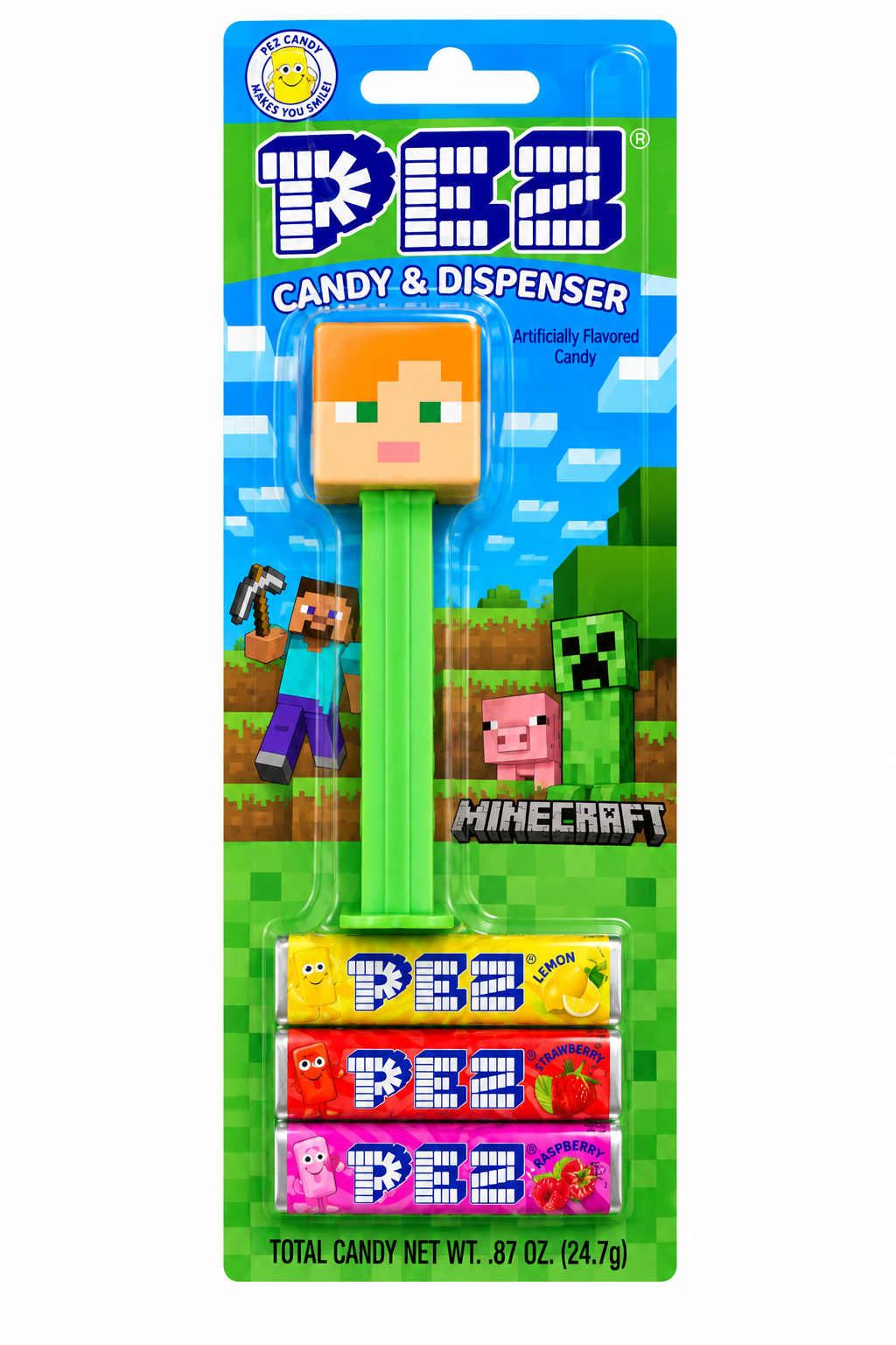 Minecraft PEZ Candy Dispenser Assortment + 3 Candy Rolls