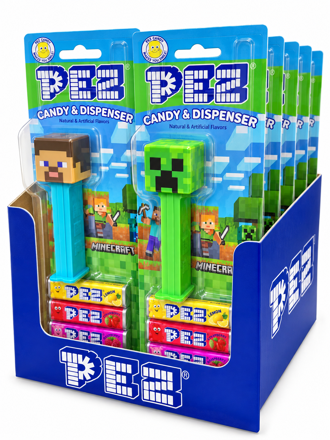 Minecraft PEZ Candy Dispenser Assortment + 3 Candy Rolls