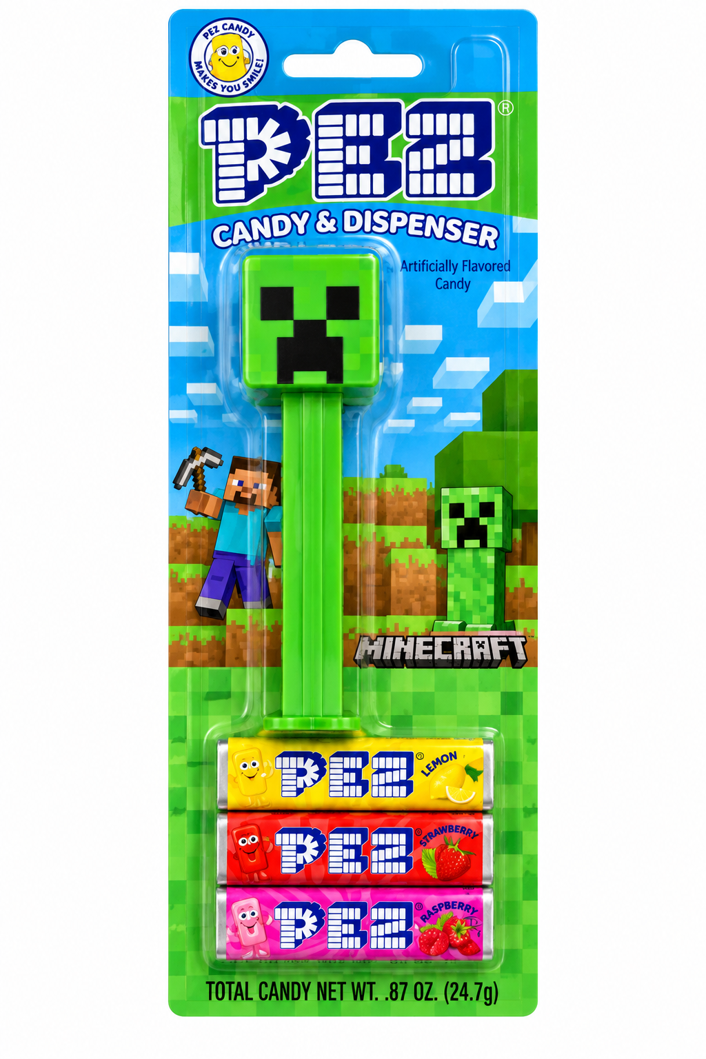 Minecraft PEZ Candy Dispenser Assortment + 3 Candy Rolls