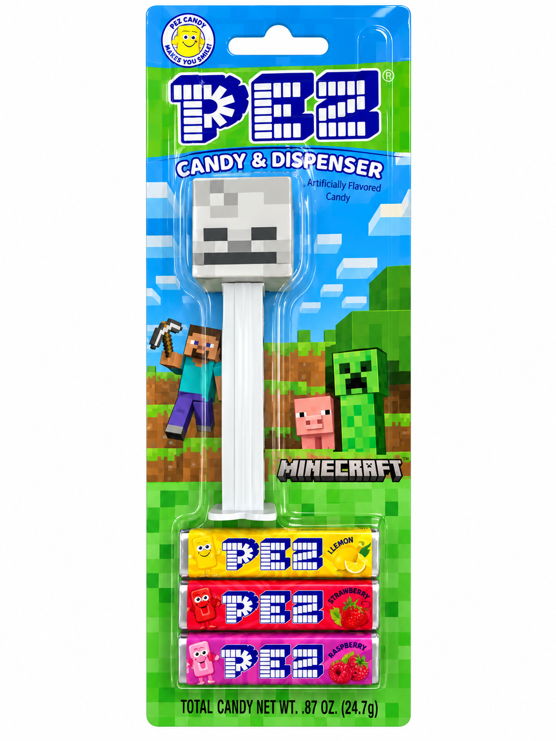 Minecraft PEZ Candy Dispenser Assortment + 3 Candy Rolls
