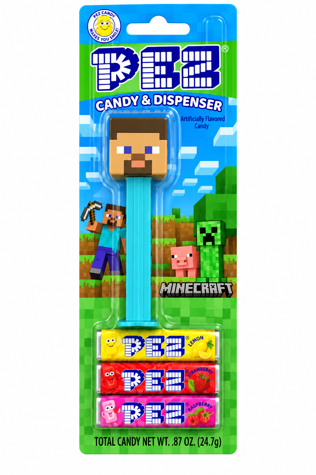 Minecraft PEZ Candy Dispenser Assortment + 3 Candy Rolls