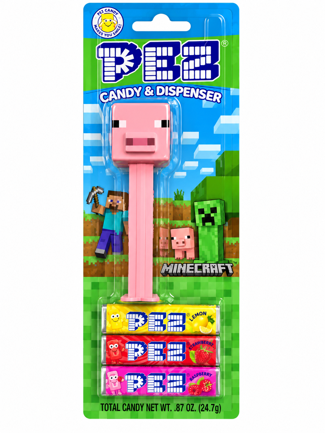 Minecraft PEZ Candy Dispenser Assortment + 3 Candy Rolls