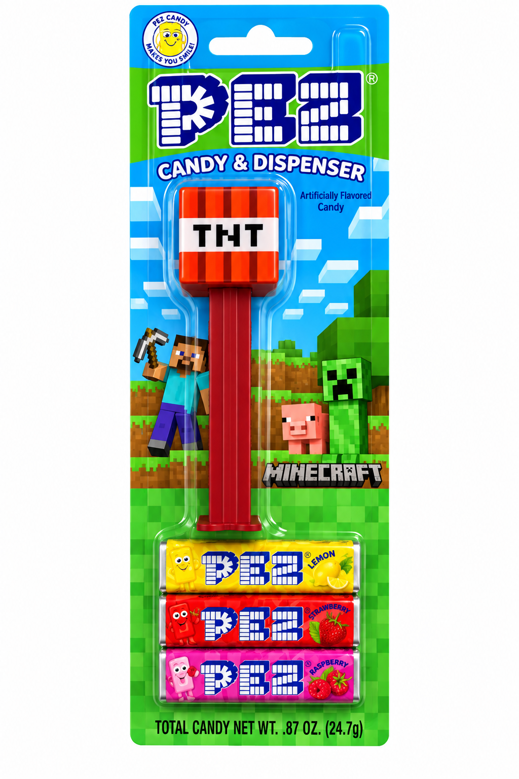 Minecraft PEZ Candy Dispenser Assortment + 3 Candy Rolls