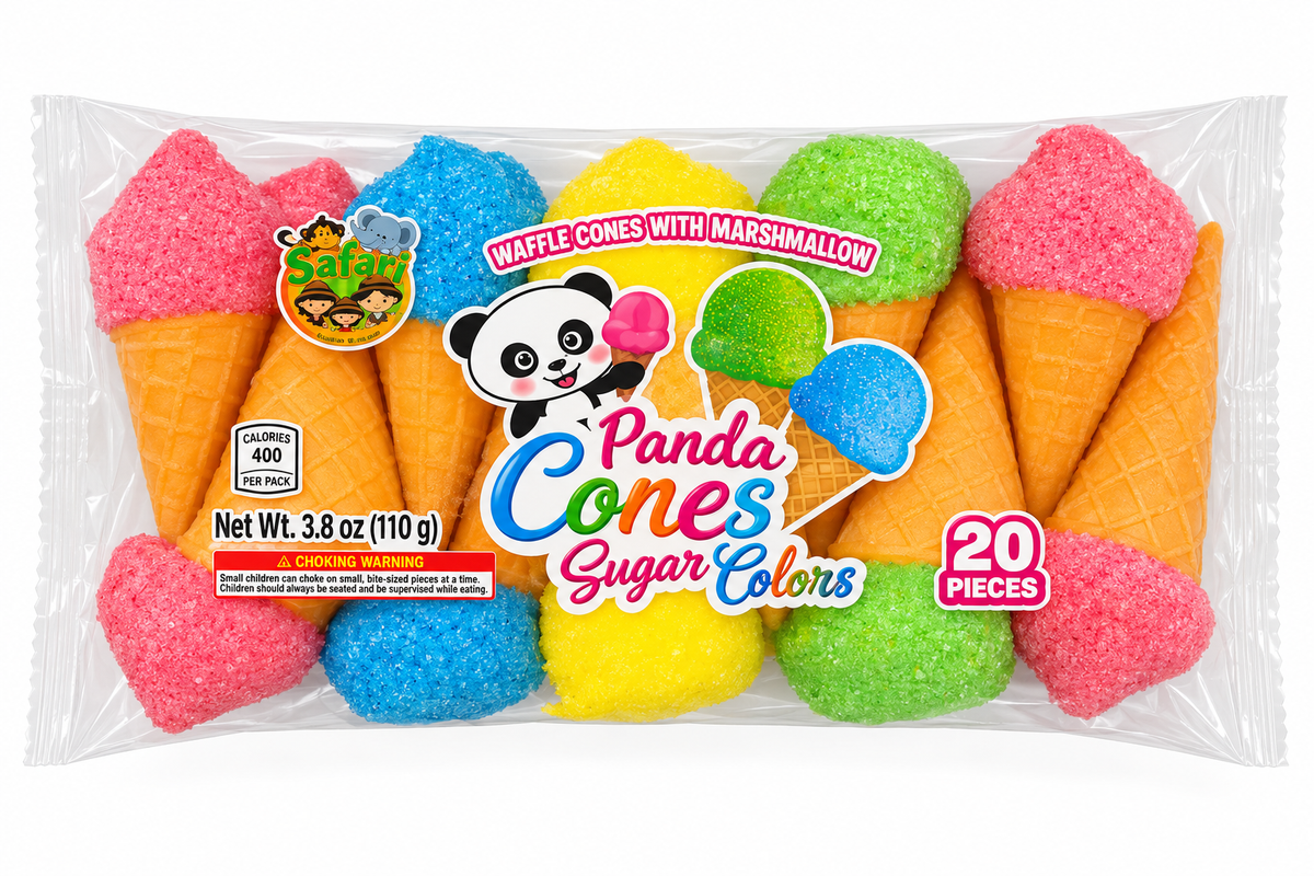 Safari Panda Cones Sugar Colors Marshmallow Candy